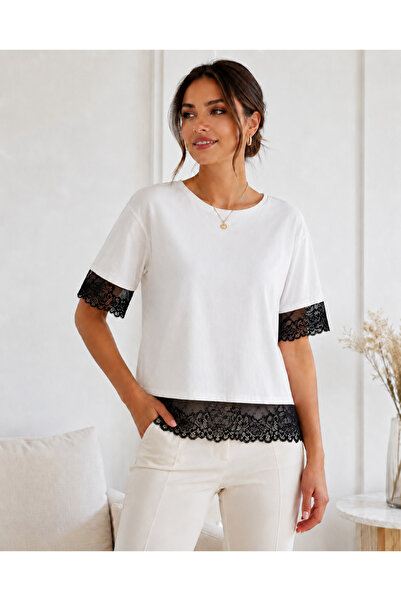 Aria Comfort Tricou Damă cu Dantelă - Bumbac Moale, Fabricat în România