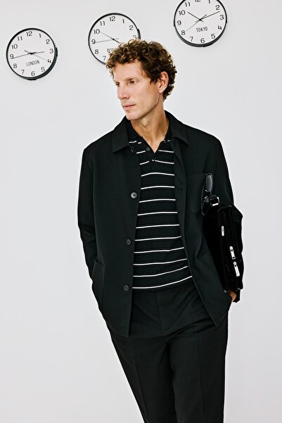 DeFacto Regular Fit Polo Collar Cotton Lined Blazer Jacket G7970Ax26Au