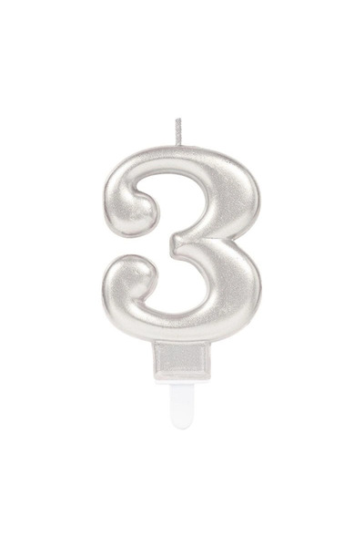 Generic Brand شمعة بثلاثة أرقام لون فضي Bx40