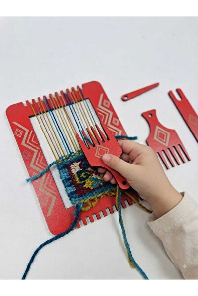 Mu Art Ahşap 10 Pcs Wooden Mini Weaving Loom Set with Laser Engraved Pattern ...
