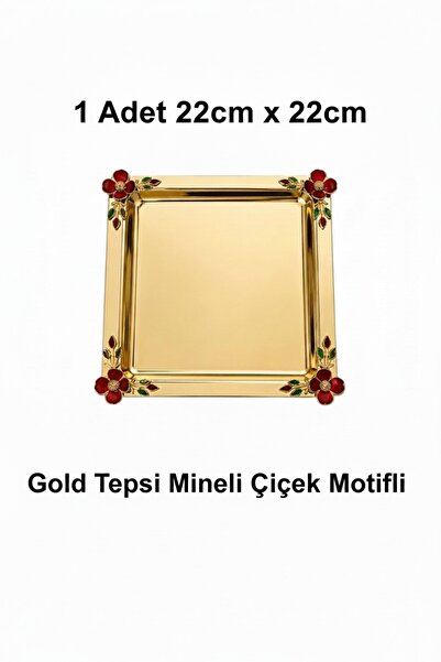 Simply Now Luxury Flower Detailed Square Presentation Tray 22X22 cm Stainless...