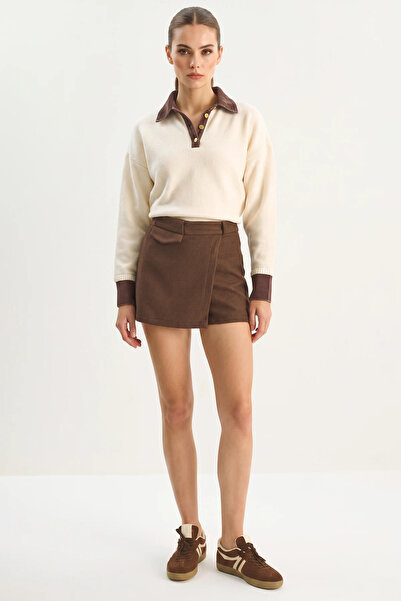 Efnaz style Women's Kaşe Mini Bitter Brown Skirt
