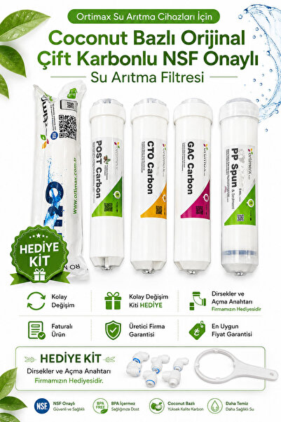 AQUA BELLA Ortimax Su Arıtma Filtresi 5'li Coconut Bazlı