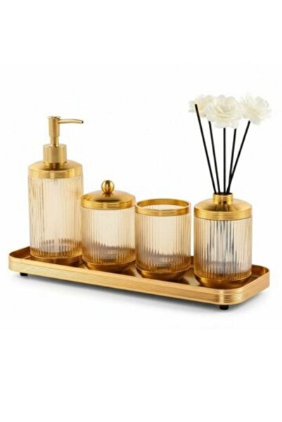 ASTRA 5 PRÇ TEPSİLİ BANYO SETİ AMBER GOLD