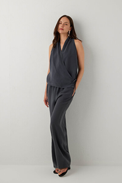 İpekçi Otantik Linoflow Relax Women's Trousers Anthracite