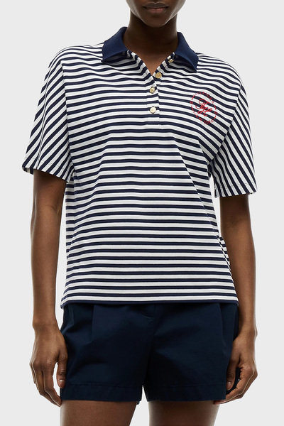 Tommy Hilfiger Logolu %100 Pamuk Regular Fit Polo Yaka T Shirt Kadın POLO YAK...