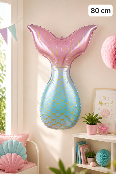 Baloncu Nene 80 cm Mermaid Tail Foil Balloon – Birthday Party Decoration, Mer...