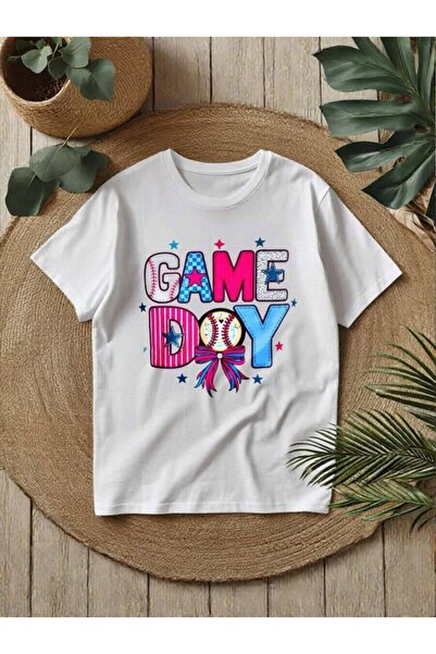 21JNRY تي شيرت مطبوع عليه Game Day - للجنسين، مقاس فضفاض، رقبة دائرية، أكمام ...