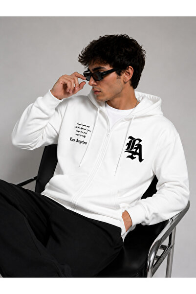 COMANCHERO Unisex La Slogan Printed Zipper Sweatshirt