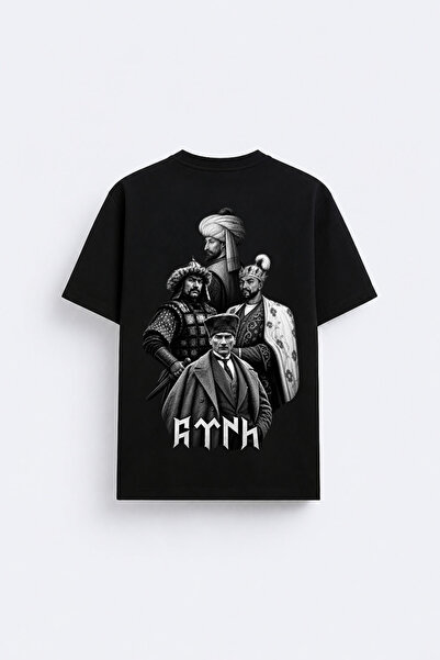 cesita Turkish Rulers Atatürk Fatih Metehan Attila Printed Crew Neck Black T-...