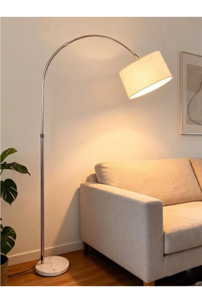 co arma Modern Fabric Shade Floor Lamp for Bedroom and Living Room
