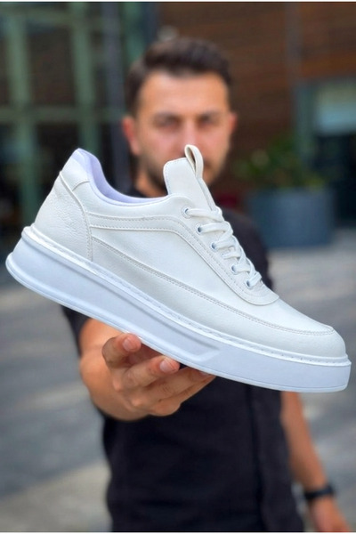 Zerenyus Zrk-X006 Premium High Sole White Lace-Up Men's Sneaker