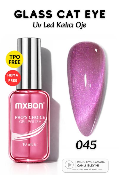 Mxbon Uv Led Kalıcı Oje 10 ml Hema & TPO Free Glass Cat Eye - 045