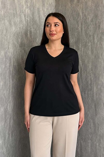 ModaPlaza Women's V-Neck Short Sleeve Basic Body 829