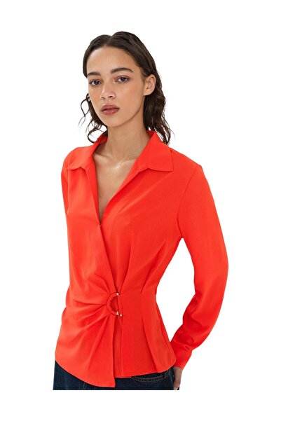 French Connection Women Thelma Long Sleeve Wrap Over Shirt
