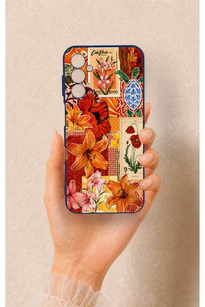 Vip Case Samsung M14 Compatible Orange Lily Patterned Silicone Case