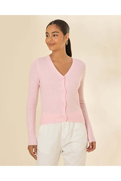 REDTAG Women Pink Button-Front Knit Cardigan