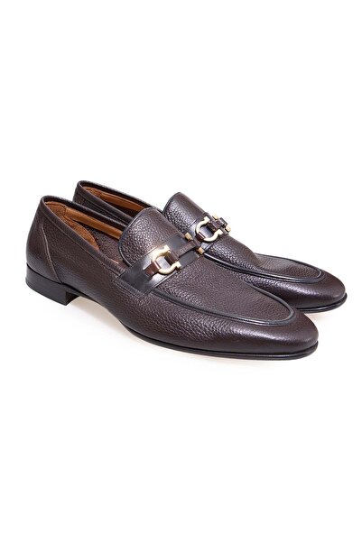 FRANCO CALVANI Brown Laceless Genuine Leather Leather Sole Men's Shoes