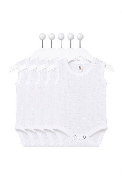 H&C COOLBOY H&C 5-Pack 100% Cotton Patterned Jacquard Sleeveless Baby Bodysuit