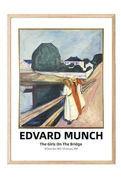 Postifull Edvard Munch - the Girls on the Bridge, Wooden Framed Painting, Art...