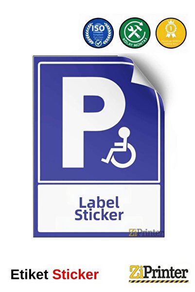 ZiPrinter Disabled Car Parking Area Isg Warning Sign Sticker 15X21 cm