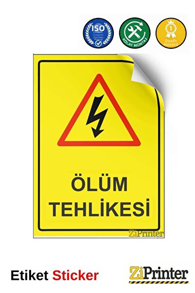 ZiPrinter Death Hazard Warning Sign Sticker 25X35 cm