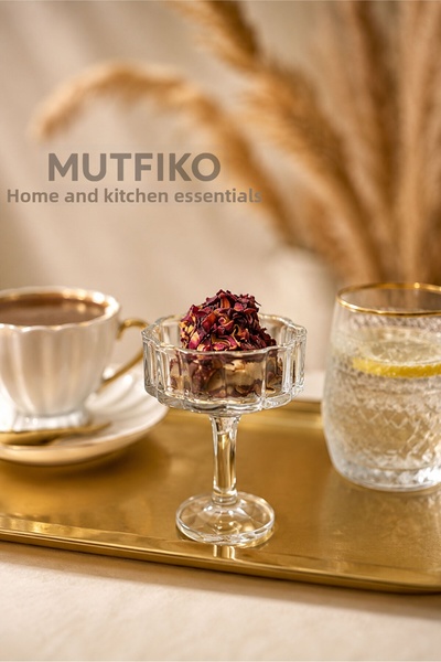 Mutfiko 6-Piece Glass Footed Presentation Bowl Turkish Delight Bowl Breakfast...