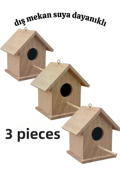 değerli hobi Wooden Beech Bird Nest Bird House Outdoor Waterproof 3 Pieces 15...
