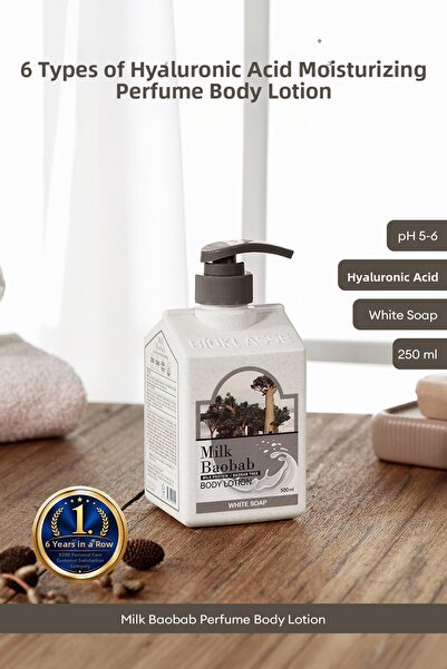 Milk Baobab 6 لوشن معطر للجسم مرطب بحمض الهيالورونيك (صابون أبيض)