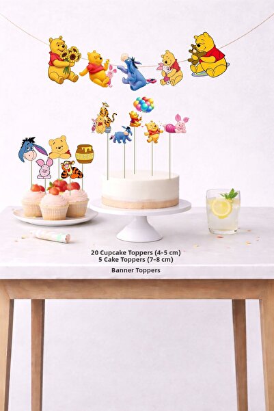 Sinek Kupası Tasarım Winnie the Pooh Birthday Set 5 Figures Banner 5 Figures ...