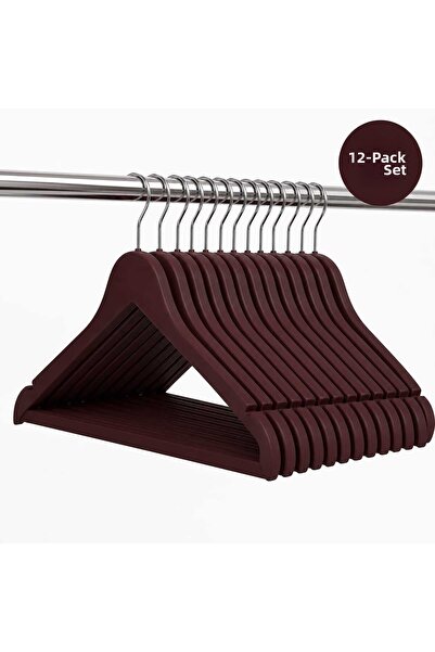 Metallica Concept 12 Pieces - Wooden Look Plastic A Quality Black Clothes Hanger