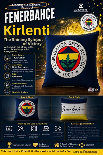 Fenerbahçe Pernă decorativă licențiată cu bandă (Seria Nr.) 1 bucată – Simbol...