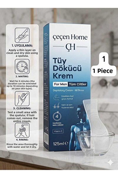 ÇEÇEN HOME (1 Piece) Men's Hair Removal Cream Effective on Thick and Hard Hai...