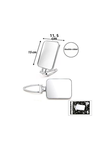 Go İthalat Rectangular - Silver 15X11.5Cm Makeup Mirror with Double-Sided Fol...
