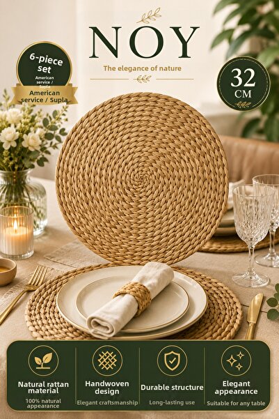NOY Ranner American Service Wicker Supla Set of 6 32 cm Table Decoration