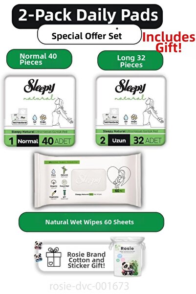Yıldızan Heybemdecom 2-Pack Natural Ultra Sensitive Daily Pad Set, Wet Wipes ...