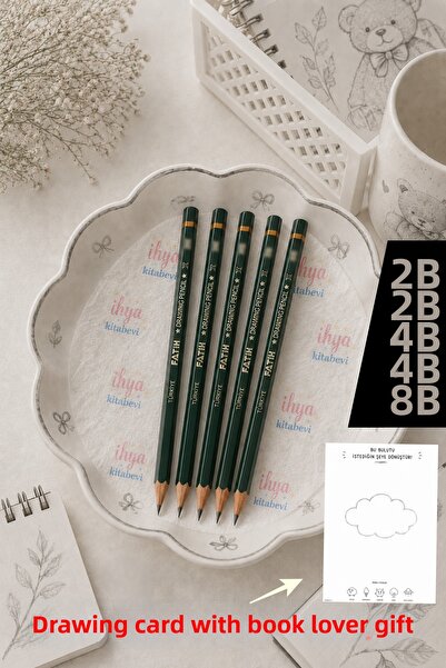 kitapsev 5 Pieces of Drawing Pencils Fatih Graded Pencil with Drawing Card