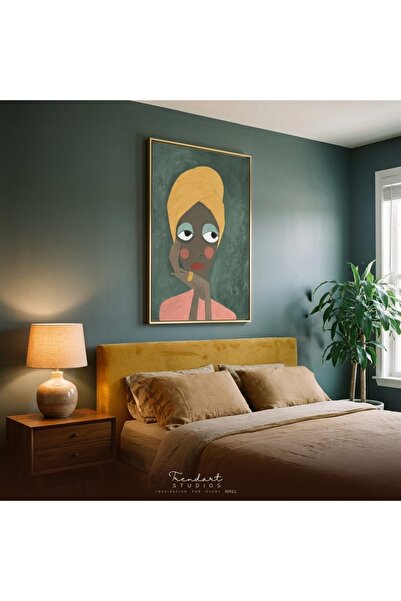 Tuba Decor One Piece Wooden Framed Painting Afro Face