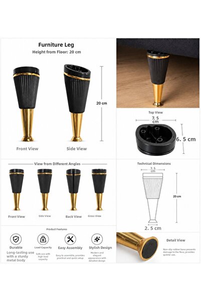 Büş Büş Aksesuar Furniture Leg Plastic Foot 20cm Model Sofa Cabinet Tv Unit P...