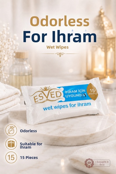 İlkbenaldim Ihrama Convenient Odorless Wet Wipes 15-Pack Wet Wipes for Hajj a...