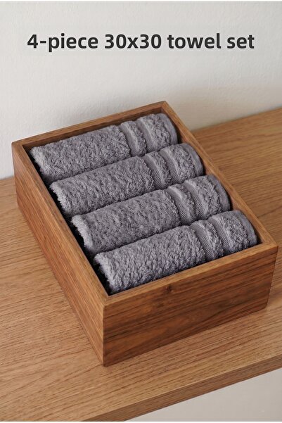 Motif Tekstil Σετ 4 πετσετών από 100% οργανικό βαμβάκι 30x30 εκ. -Με μικρή ατ...