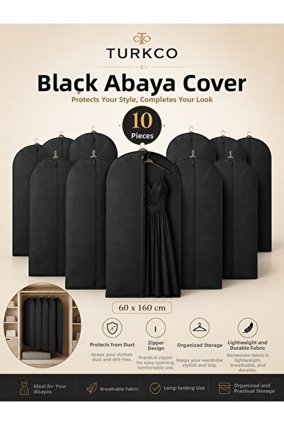 Turkco Black Evening Dress Cover 60X160 cm Zippered Dress Protection Cover 1-...