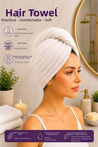 sternen glanz Karmila Cotton Buttoned Towel Hair Cap