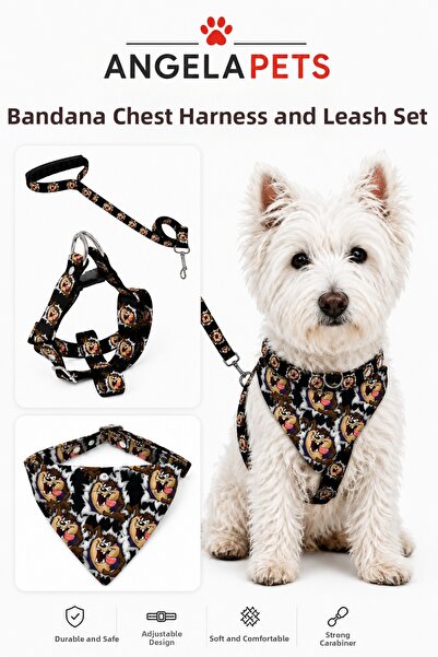 Angelapets Adjustable Scarf, Chest Harness and Travel Strap Set of 3