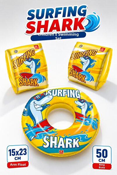 YILDIRIM OYUNCAK 2-Piece Shark Swim Ring and Arm Float Set – Shark Kids Pool ...