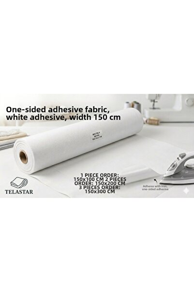 TELASTAR One-Sided Adhesive Cloth Interlining White Adhesive 1 Meter Width 15...