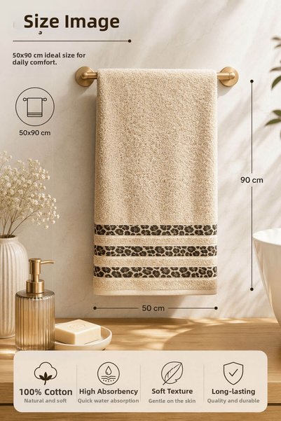 Elif Mira Set 4 prosoape de mână și față 50x90 cm Leopard Elegance