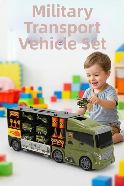 Tıfıl Toys Soldier Carrier 57 cm Truck 14 Pieces Dorseli Educational Toy Vehi...
