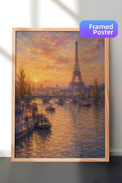 Zestia Pictură murală inspirată de Monet cu Turnul Eiffel din Paris, peisaj i...