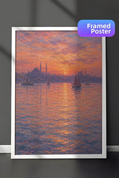 Zestia Monet Inspired Golden Horn of Istanbul Wall Art, Impressionist Landsca...